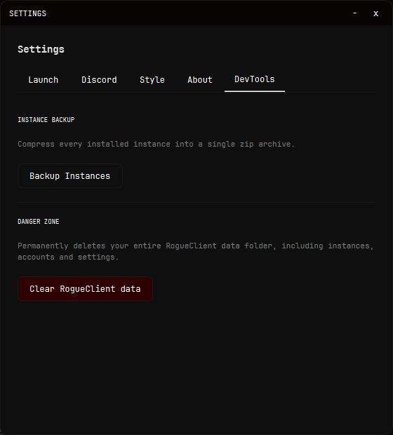 Rogue Client dev tools